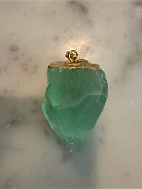 Green Raw Fluorite Crystal Necklace Pendant